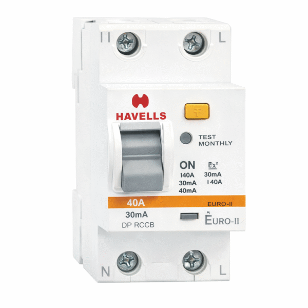 Havells Euro-II 40A 30mA DP RCCB